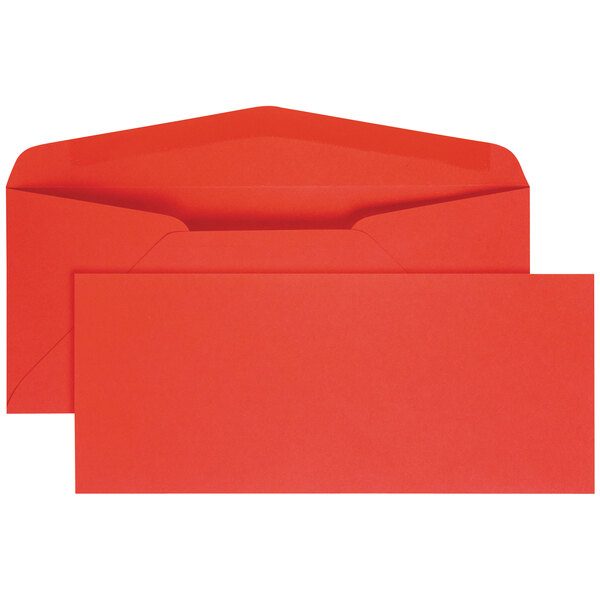 Quality Park 11134 #10 4 1/8" x 9 1/2" Red Gummed Seal Business Envelope - 25/Pack