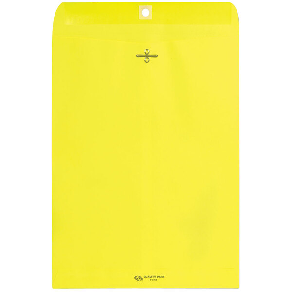 Quality Park 38736 #90 9" x 12" Yellow Clasp / Gummed Seal File Envelope - 10/Pack