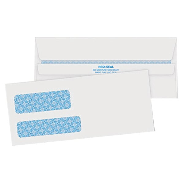 Quality Park 24529 #9 3 7/8" x 8 7/8" White Security Tinted Business Envelope with 2 Windows and Redi-Seal - 500/Box