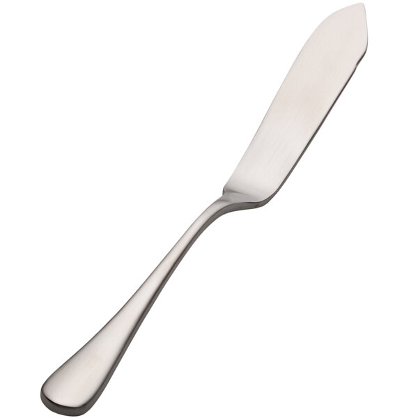 A silver Bon Chef Como butter knife with a handle.