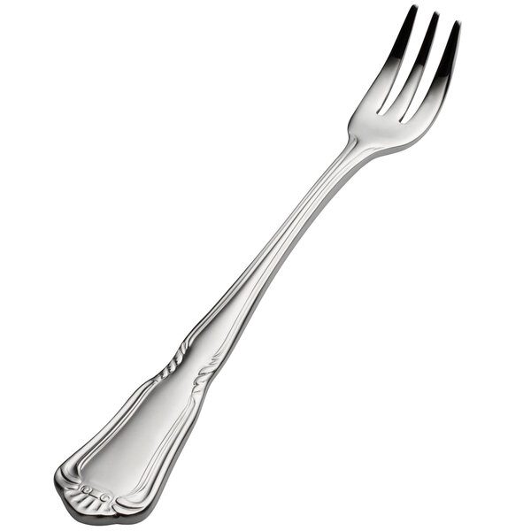 Bon Chef S1508 Sorento 5 5/8" 18/10 Stainless Steel Extra Heavy Weight Oyster / Cocktail Fork - 12/Case