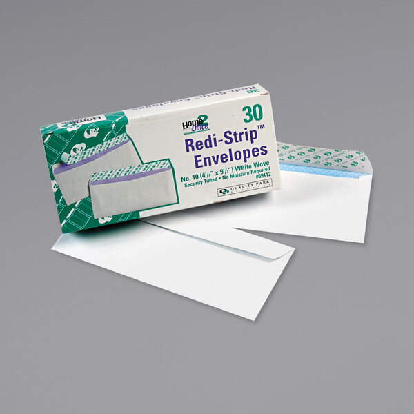 Redi-Strip Closure 100/Box 1 Pack 24-lb White Wove 4-1/8 x 9-1/2 Quality Park #10 Self-Seal Security Envelopes Security Tint and Pattern QUA69117
