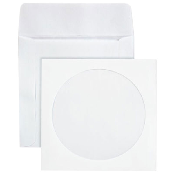 Quality Park 62903 5" x 5" White Ungummed Flap CD / DVD Sleeve - 100/Box