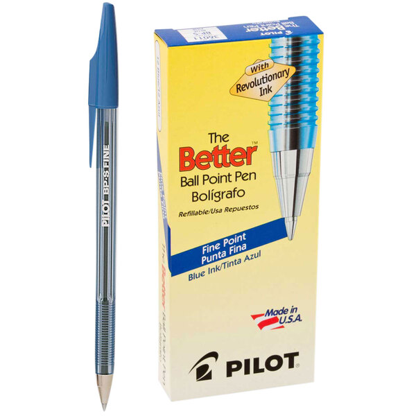 Pilot 36011 Better Blue Ink with Tinted Barrel 0.7mm Ball Point Stick Pen   - 12/Pack