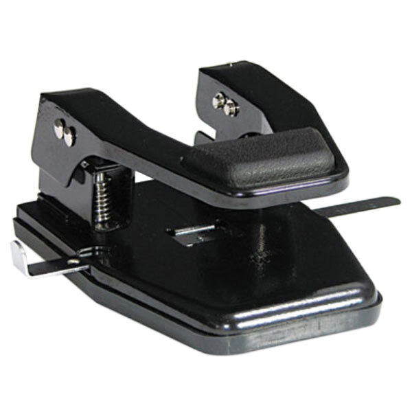A close-up of a black Master MP250 2 hole punch with a padded handle.