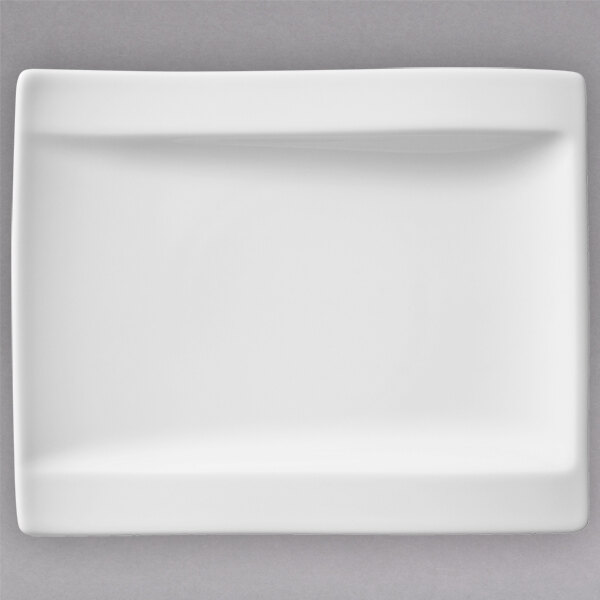 Villeroy & Boch 10-2525-2660 NewWave 7" x 6" Rectangular White Premium Porcelain Plate - 4/Case