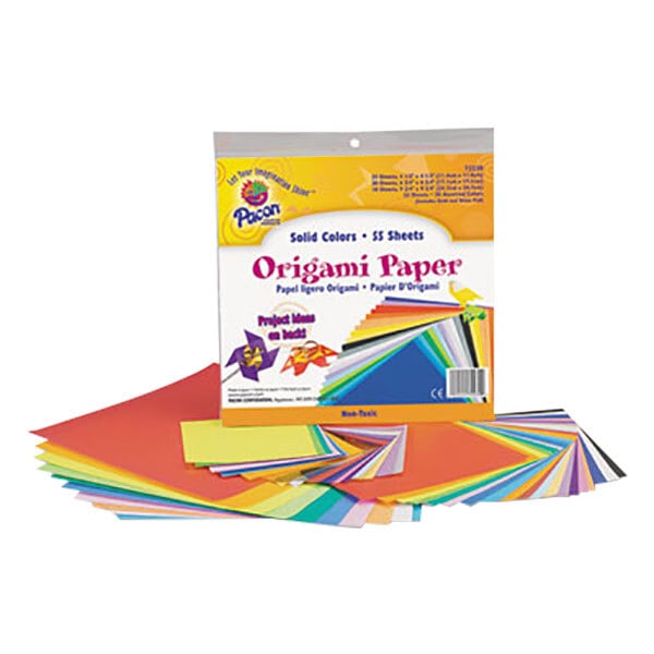 Pacon 72230 9 3/4" x 9 3/4" Assorted Bright Color 30# Origami Paper - 55/Pack