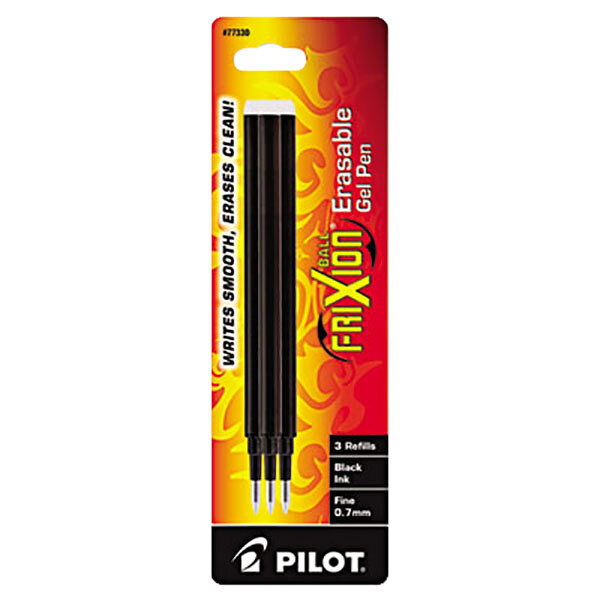 Pilot 77330 FriXion Black Ink Fine Point Erasable Retractable Roller Ball Gel Pen Refill   - 3/Pack