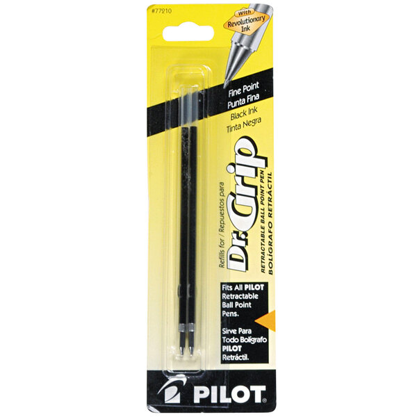 A package of two Pilot black ink fine point pen refills.