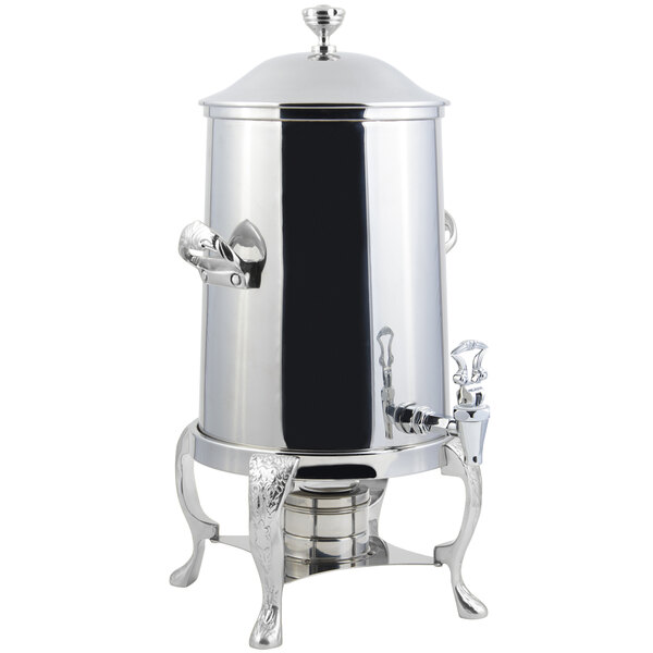 A Bon Chef stainless steel coffee chafer urn with a lid.
