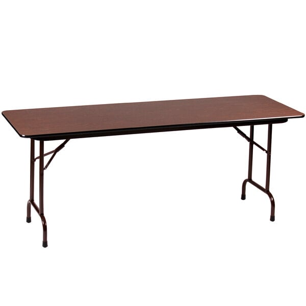 Correll 36″ x 96″ Walnut High Pressure Heavy Duty Adjustable Height Folding Table