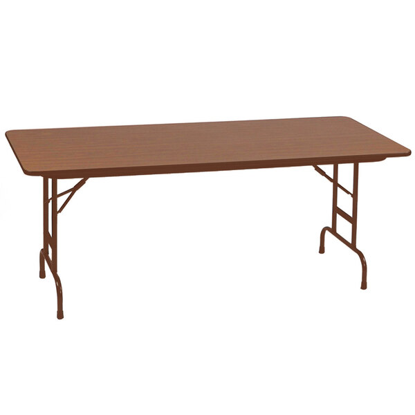Correll 36″ x 72″ Medium Oak High Pressure Heavy Duty Adjustable Height Folding Table