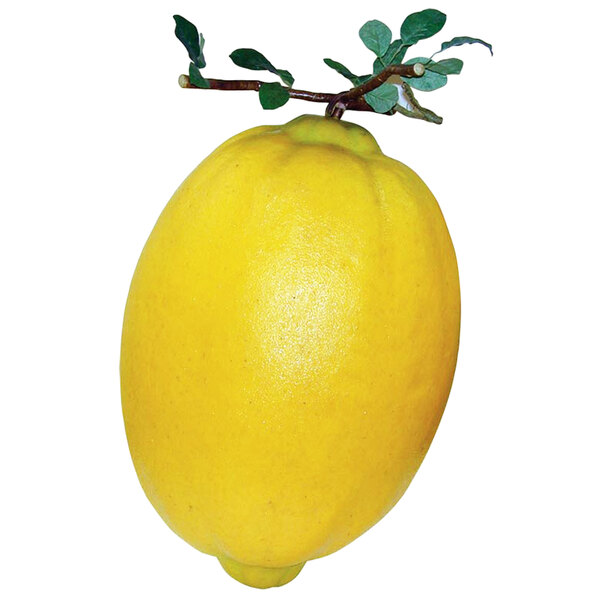 A close-up of a 3 ft. jumbo foam lemon with a white background.