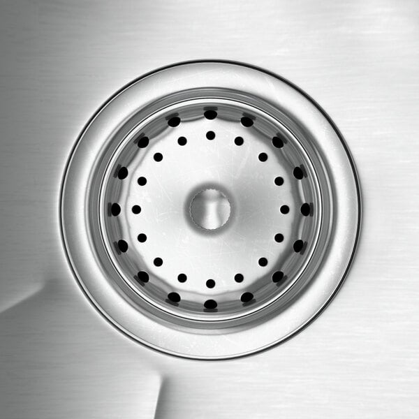 A close up of a Regency stainless steel underbar sink with a right drainboard.