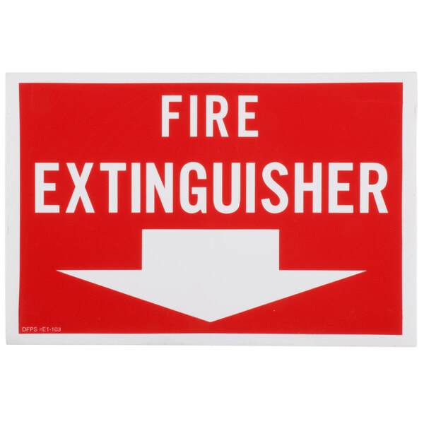 Buckeye Fire Extinguisher Adhesive Label - Red and White, 12" x 8"