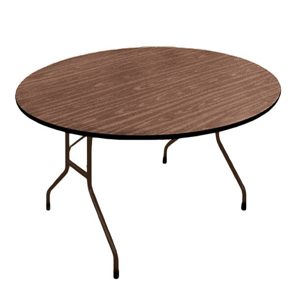 Correll 60" Round Walnut Solid High Pressure Heavy Duty Folding Table with Plywood Core