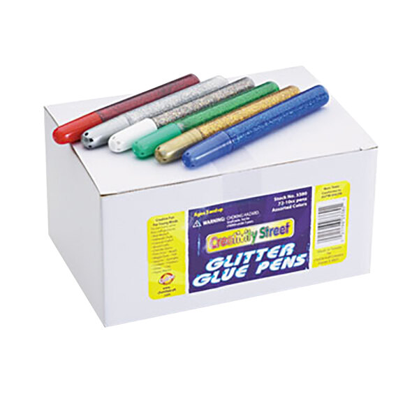 A white box of Chenille Kraft glitter glue pens.