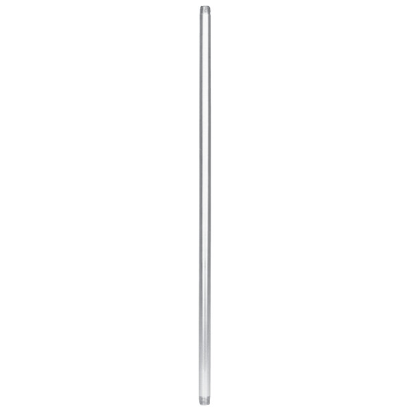 A long silver metal rod with a white background.