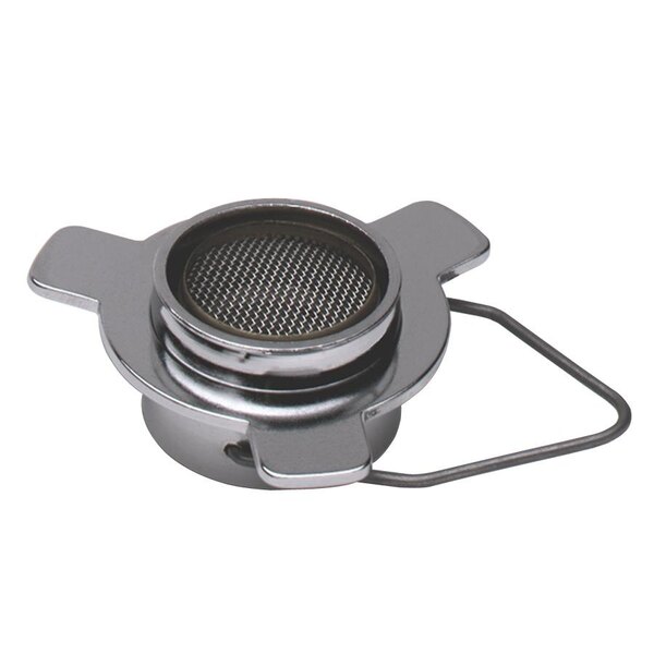A silver metal T&S Vandal Resistant Non-Aerated Spray Device with a stainless steel mesh filter.