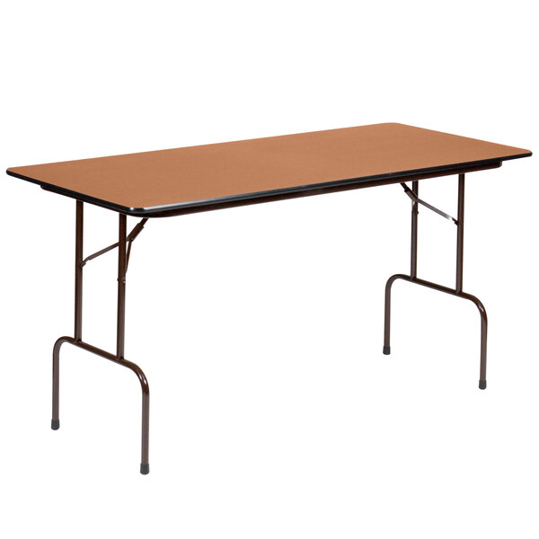 Correll 30″ x 96″ Medium Oak Solid High Pressure Heavy Duty Folding Table with Plywood Core