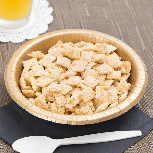 Creative Converting 173276 20 oz. Glittering Gold Paper Bowl 200/Case