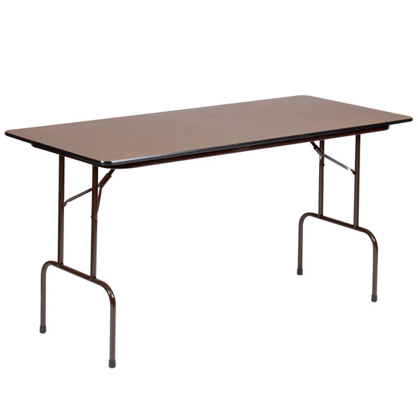 Correll 30″ x 72″ Walnut Solid High Pressure Heavy Duty Folding Table with Plywood Core