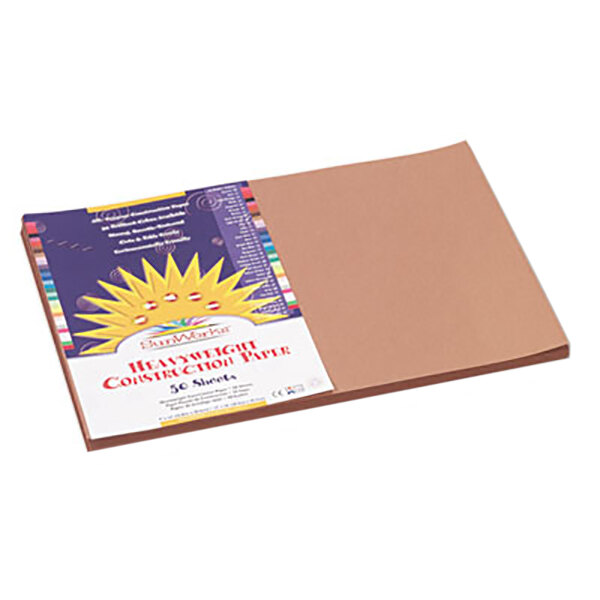 SunWorks 6907 12" x 18" Light brown Pack of 58# Construction Paper - 50 Sheets