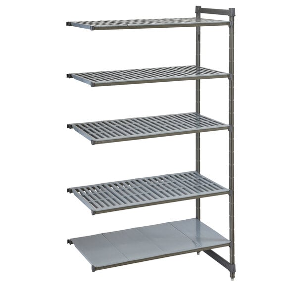 Cambro CBA184284VS5580 Camshelving® Basics Plus Add On Unit with 4 Vented Shelves and 1 Solid Shelf - 18" x 42" x 84"