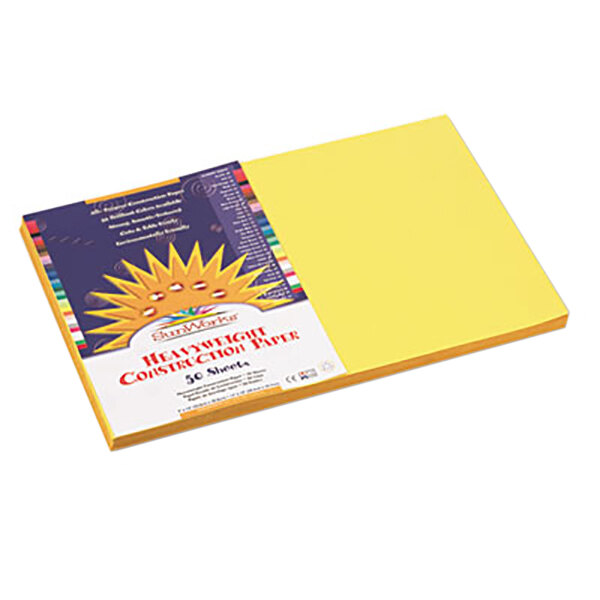 SunWorks 8407 12" x 18" Yellow Pack of 58 lb. Construction Paper 50