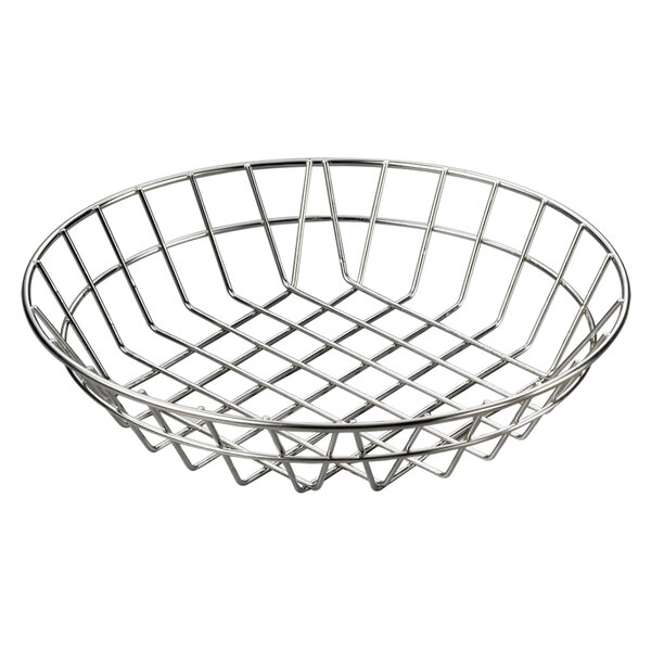 An American Metalcraft stainless steel wire basket with a grid pattern.