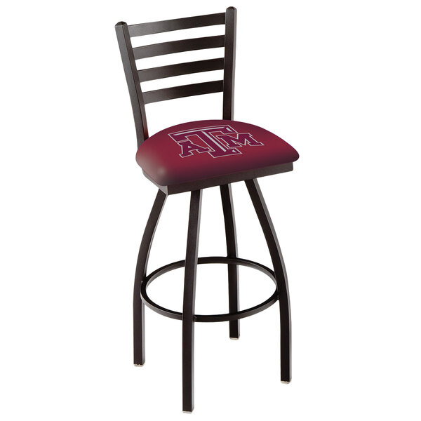 A Holland Bar Stool swivel stool with Texas A&M logo and maroon cushion.