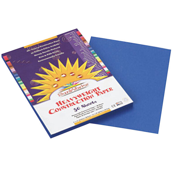 SunWorks 7503 9" x 12" Bright Blue Pack of 58# Construction Paper - 50 Sheets