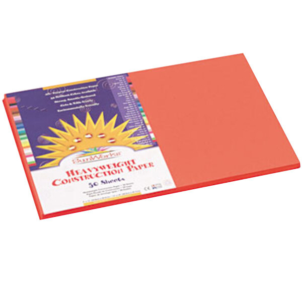 SunWorks 6607 12" x 18" Orange Pack of 58# Construction Paper - 50 Sheets