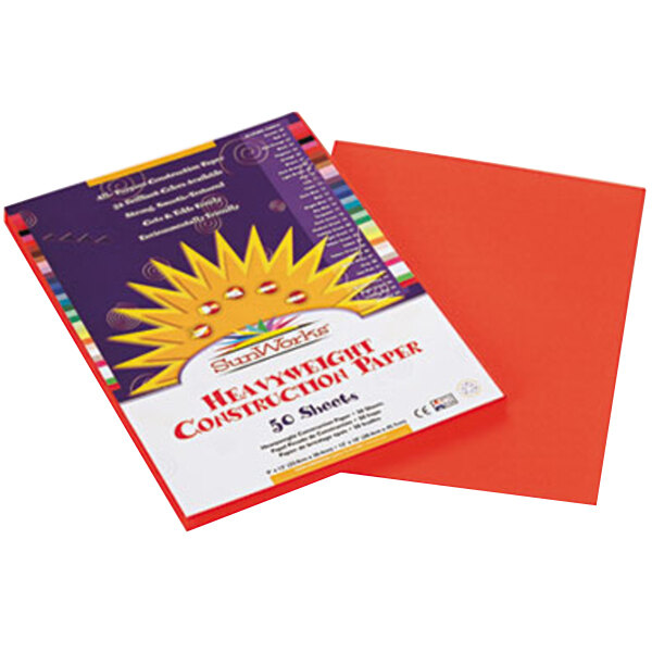 SunWorks 6603 9" x 12" Orange Pack of 58# Construction Paper - 50 Sheets
