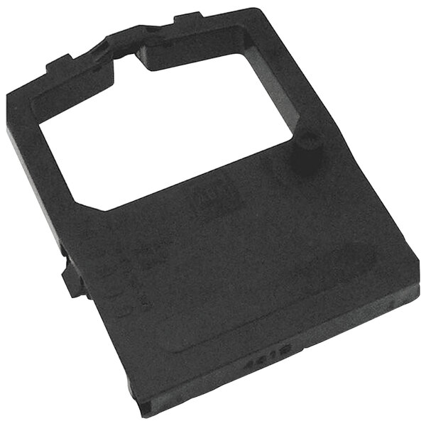 A black plastic Innovera Microline printer ribbon holder with a small hole.