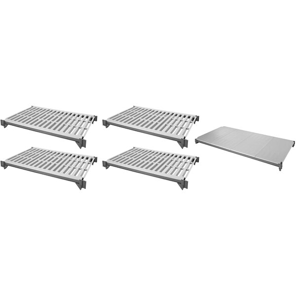 Cambro ESK1836VS5580 Camshelving® Elements 18" x 36" Shelf Kit with 1 Solid and 4 Vented Shelves for Stationary Units