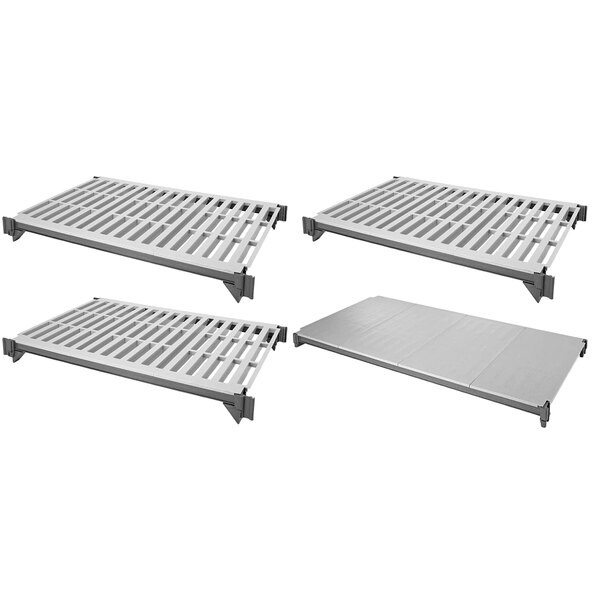 Cambro ESK1836VS4580 Camshelving® Elements 18" x 36" Shelf Kit with 1 Solid and 3 Vented Shelves for Stationary Units