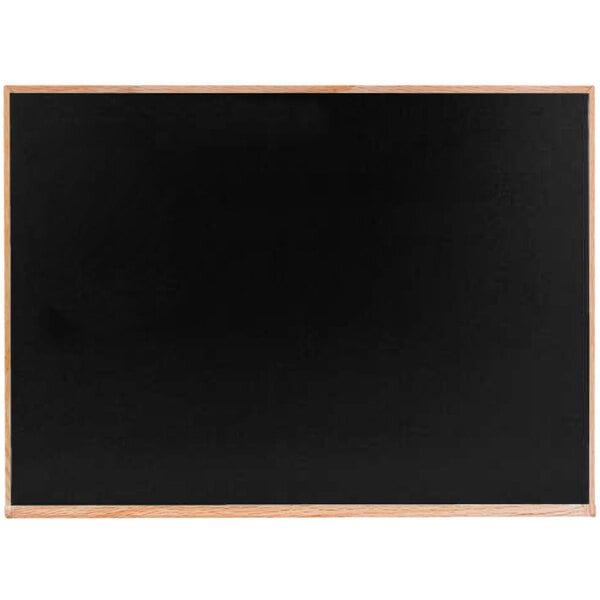 A black chalkboard with a black wooden frame.