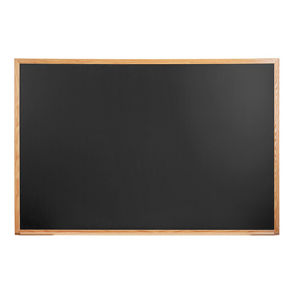 Aarco OC4872B 48" x 72" Black Solid Oak Wood Frame Slate Composition Chalkboard
