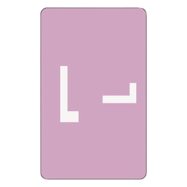A rectangular purple and white Smead filing label with the letter L.