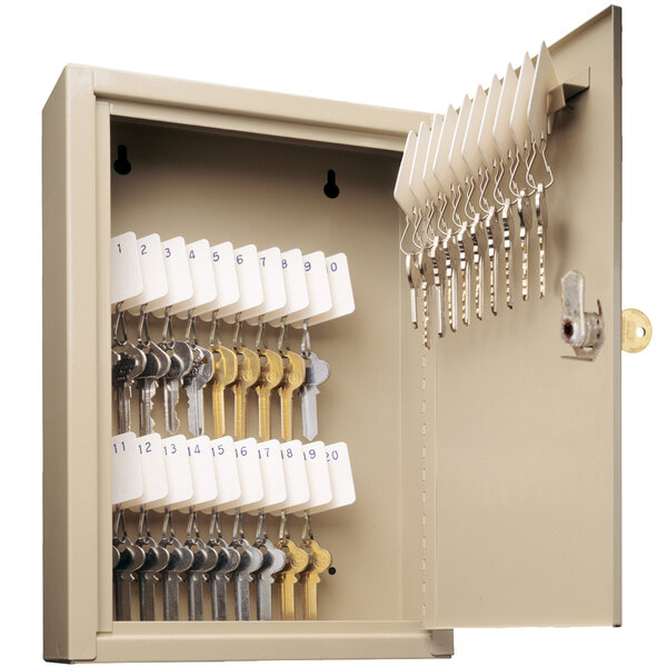 A Steelmaster Uni-Tag Key Cabinet with keys inside.