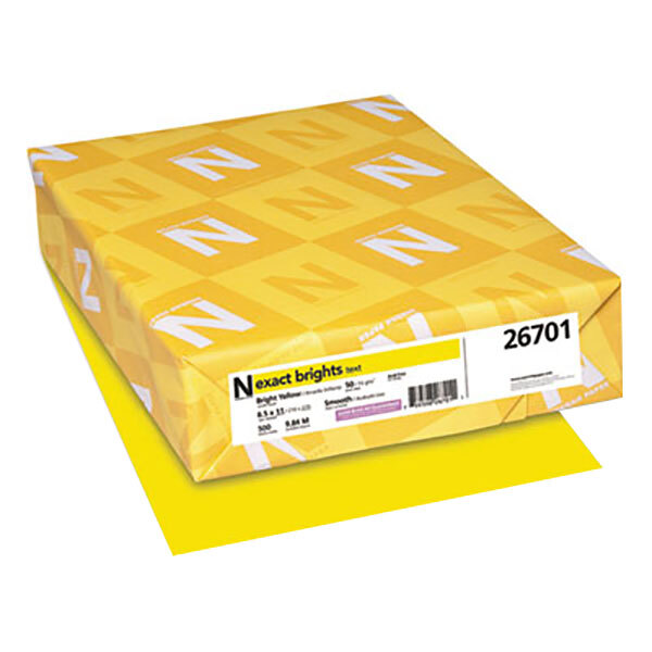 Neenah 26701 Exact Brights 8 1/2" x 11" Bright Yellow Ream of 20# Copy Paper - 500 Sheets