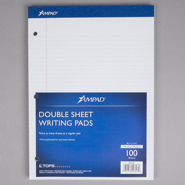 Ampad 20323 8 1/2" x 11 3/4" College Ruled White 3Hole Punched