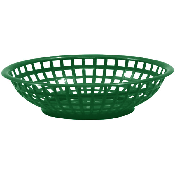 Tablecraft 1075FG 8" x 2" Forest Green Round Serving Plastic Basket