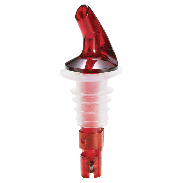 Tablecraft 143A .625 oz. Red Spout / Black Tail Measured Liquor Pourer without Collar   - 12/Pack