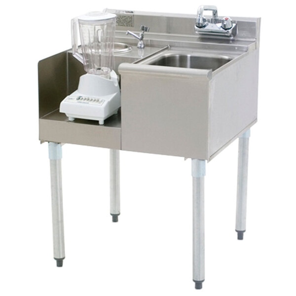 A stainless steel Eagle Group blender module with a sink and right mount.
