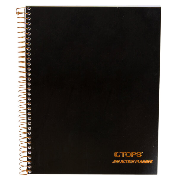 TOPS 63828 JEN Action 6 3/4" x 8 1/2" Wirebound Planner with Black