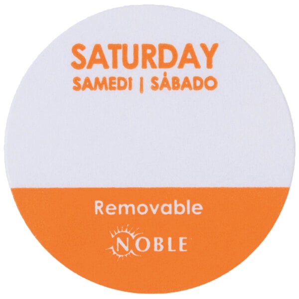 Saturday Day of the Week Orange Stickers