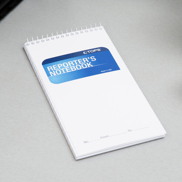 TOPS 8030 4" x 8" Wide Ruled White Wirebound Reporter's Notebook 12/Pack