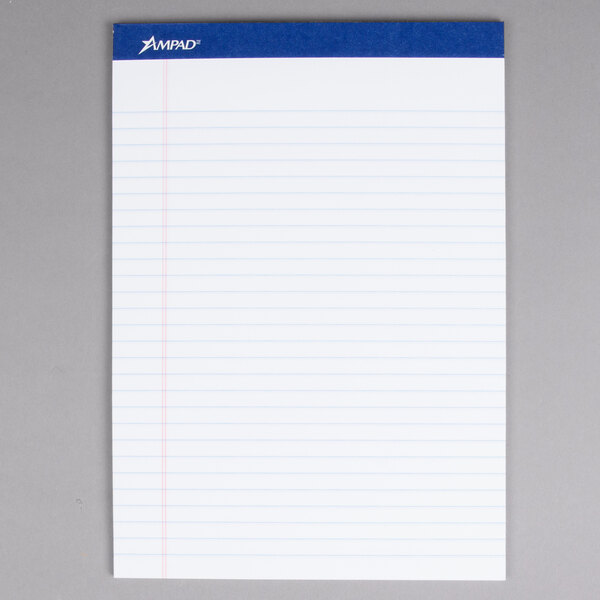 Ampad 20320 8 1/2" x 11 3/4" Wide Ruled White Perforated Writing Pad